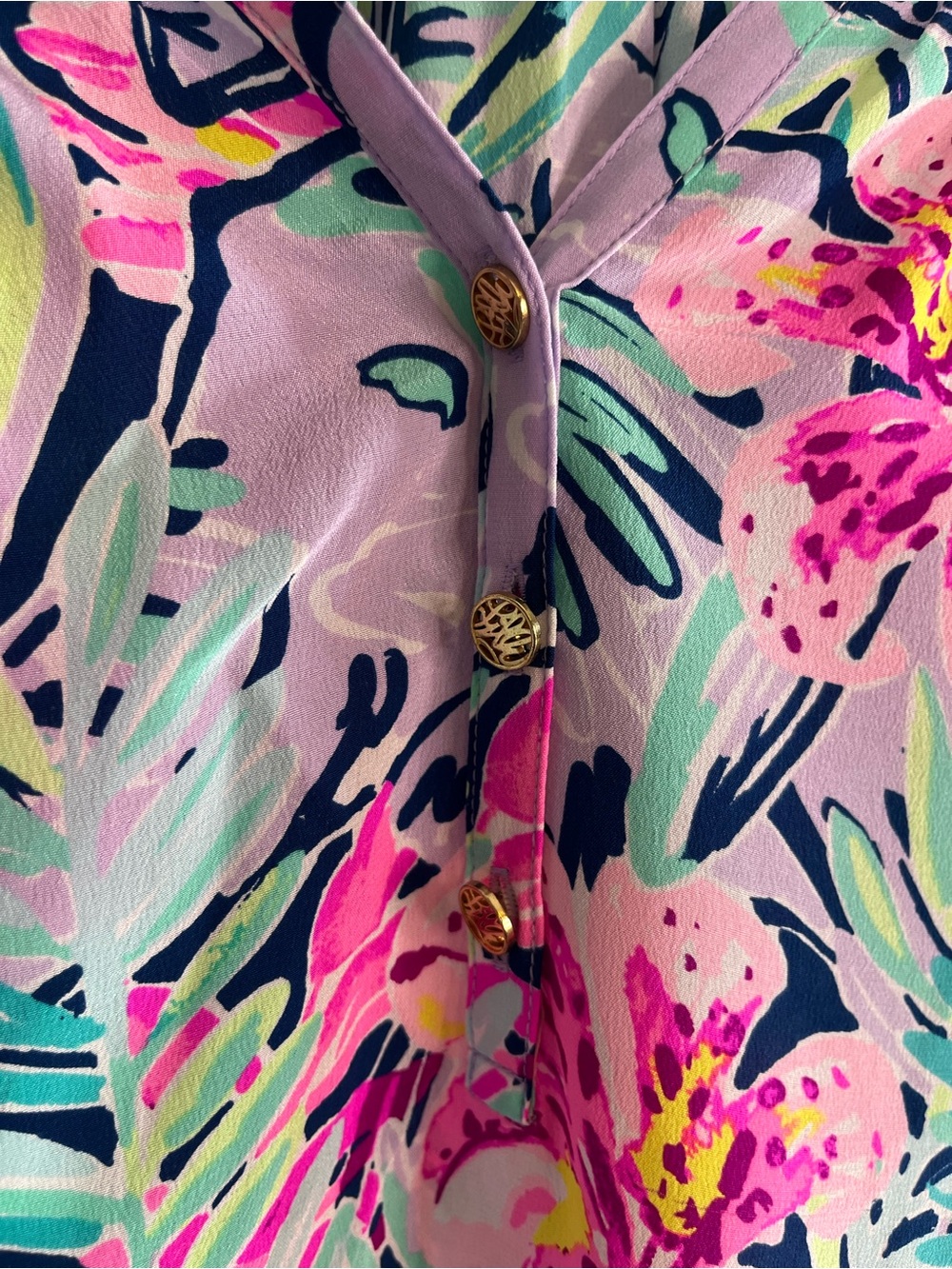 NWT Lilly Pulitzer Elsa Silk Blouse Slathouse Soiree Tropical Floral Medium - Picture 3 of 6